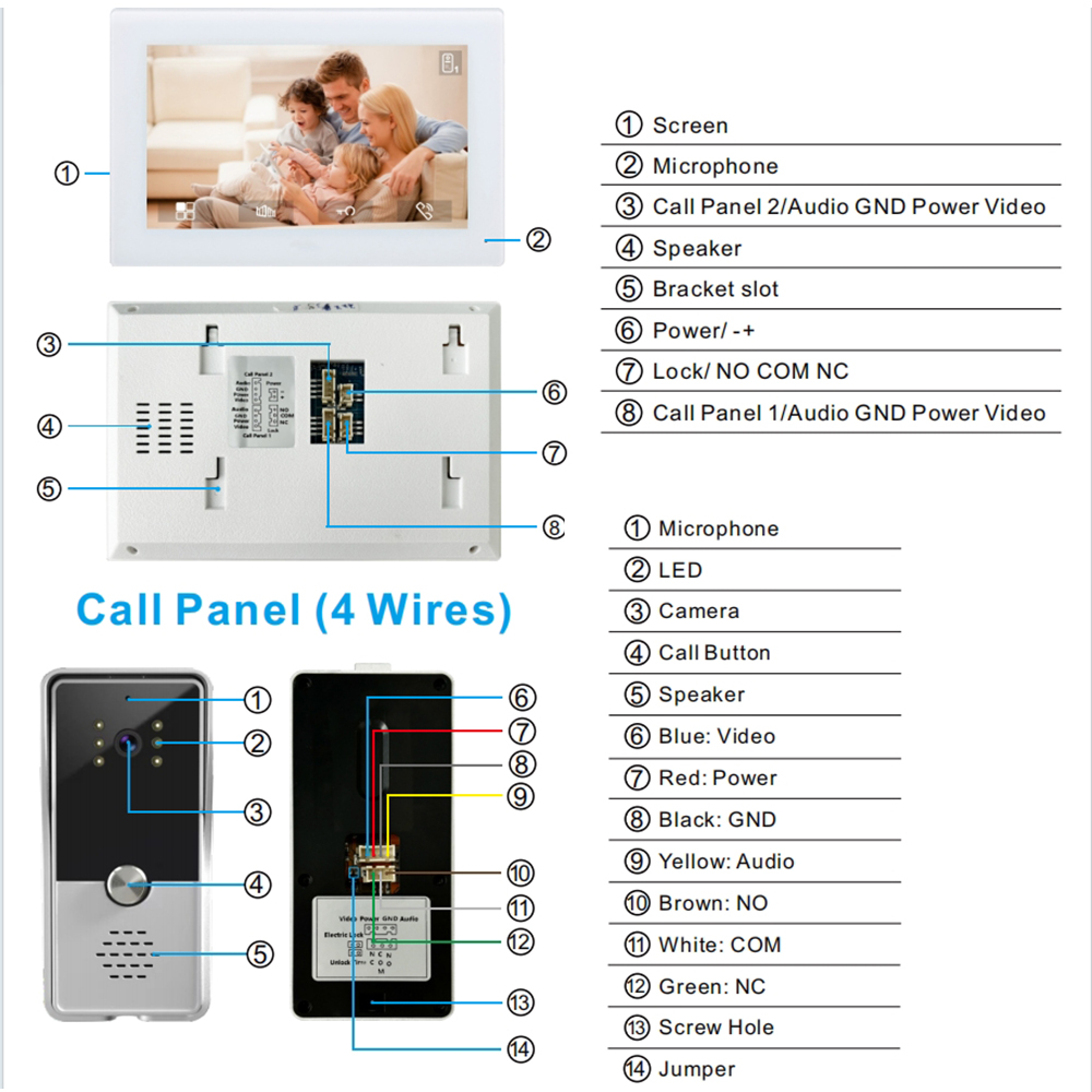 7inch Color Wired Video Interc - Smart Doorbell Wired ulasan dan harga